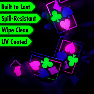 Funwares UV Black Light Playing Cards by Island Dogs- Neon Fluorescent Glow Deck for Black Light Games, Glow in the Dark Playing Cards, Parties