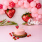 Strawberry One Wooden Cake Topper