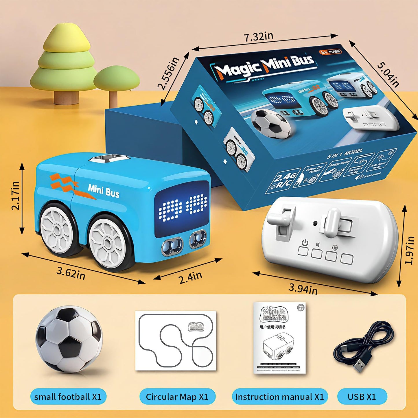 MericTop Magic Mini RC Bus, 2.4 GHZ Magic Follows Line Car