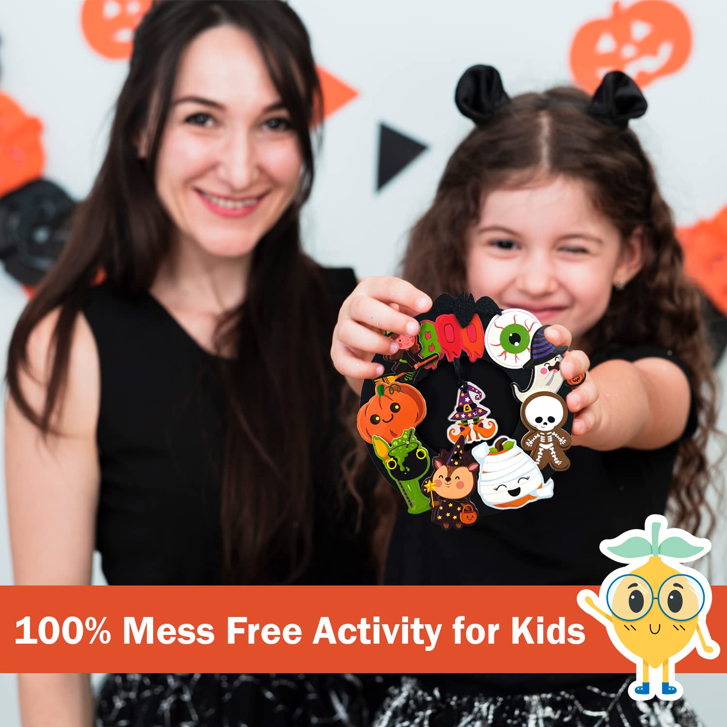 Halloween Crafts for Kids 12 Sets, DIY Wreaths Halloween Activities for Toddlers, Bulk Foam Stickers, Trick or Treat Gift Party Favors for Girls or