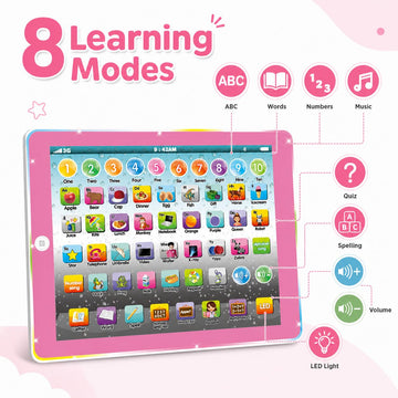 Wenbeier Kids Tablet Learning Pad Toddler Tablet with ABC Word Song Music Number Electronic Interactive Toy for Educational Preschool Boys & Girls 1 2