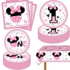 Pink 1st Birthday Party Supplies Tableware Pink Cartoon One Paper Plates Napkins Table Cloth Dinnerware for Girls 1st Birthday Baby Shower Party