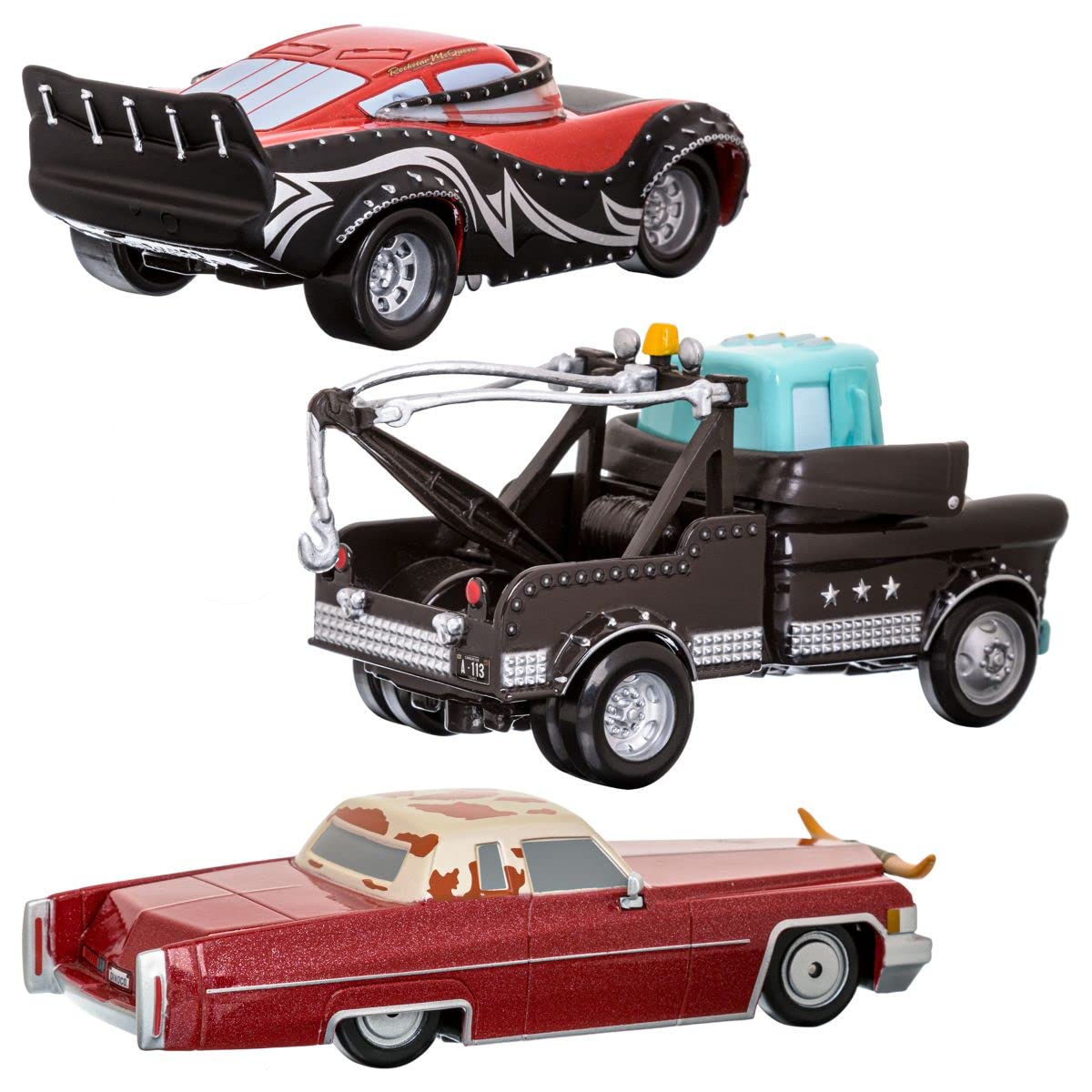 Disney Store Boy's Pixar Cars Heavy Metal Mater Die Cast Set Lightning McQueen Toys Set with Dex, Lightning McQueen & Mater Die Cast 1:43 Scale