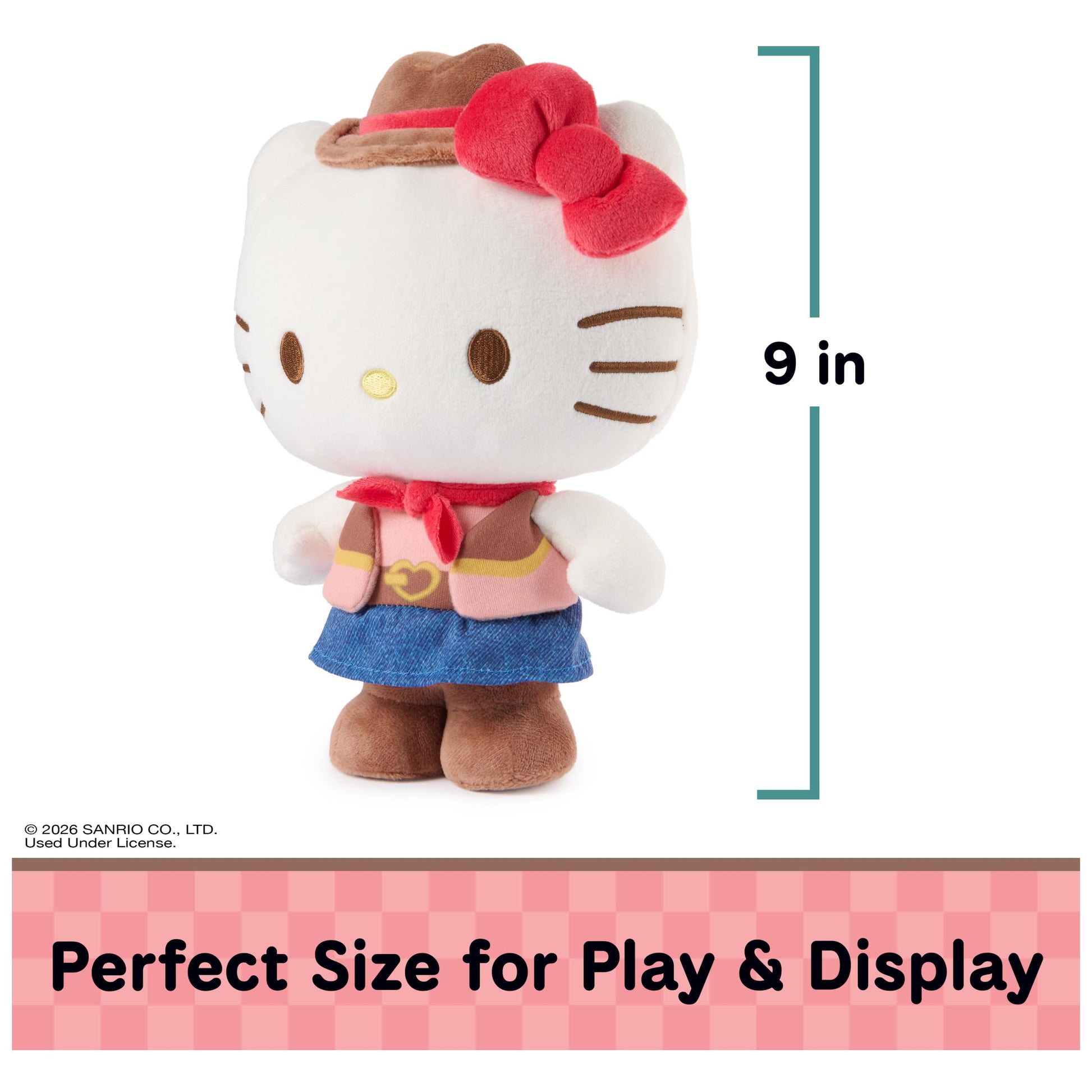 GUND Sanrio Hello Kitty 9.5-Inch Wester Cowgirl Plush Toy for Ages 1+