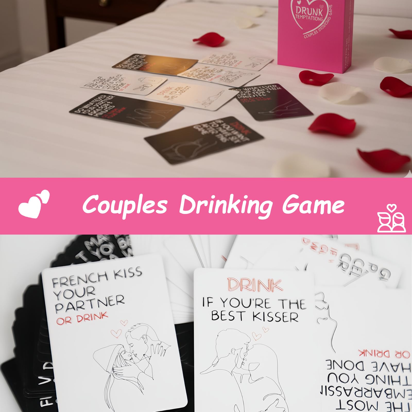 CHOYTONG Couples Drinking Game Partner Drunk Cards, 50 Date Night Ideas for Drunk Desires