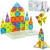 Vrythn Mini Magnetic Tiles Travel Set- 50PCS Travel Toys with Portable Iron Box, Rounded Edges, Colorful STEM Toys for Kids Ages 3+