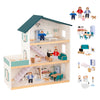 OOOK Wooden Dollhouse for Kids, Doll House with Simulated Luxury Furniture Set, Dollhouse Playset for Girls Toddlers (Including 4 Family Dolls