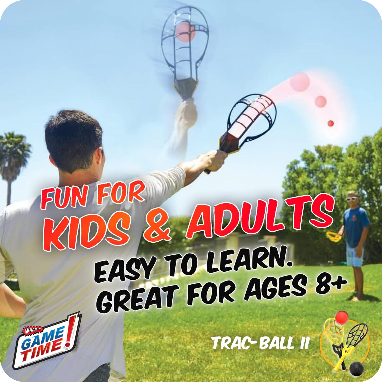 Wham-O Game Time Trac-Ball II | 2 Rackets & 2 Air Action Balls | Outdoor Play for Kids & Adults of All Ages | Original Tracball & Other Outdoor Games
