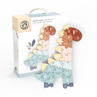 SPEEDY MONKEY Montessori ABC Dino Puzzle Wooden Alphabet Puzzle Ages 3+