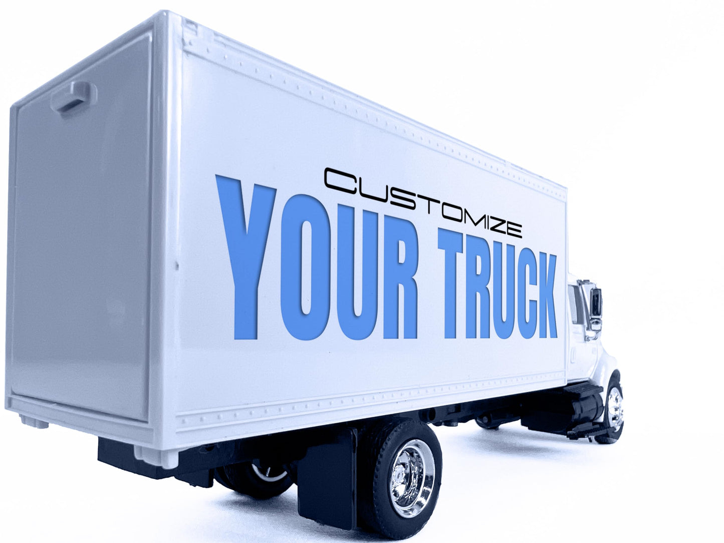Shop72 Toys, Customize Diecast Trucks as Gifts for Truckers Friends or Employees. Customize Replica of International 4200 Box Truck with Your Logo