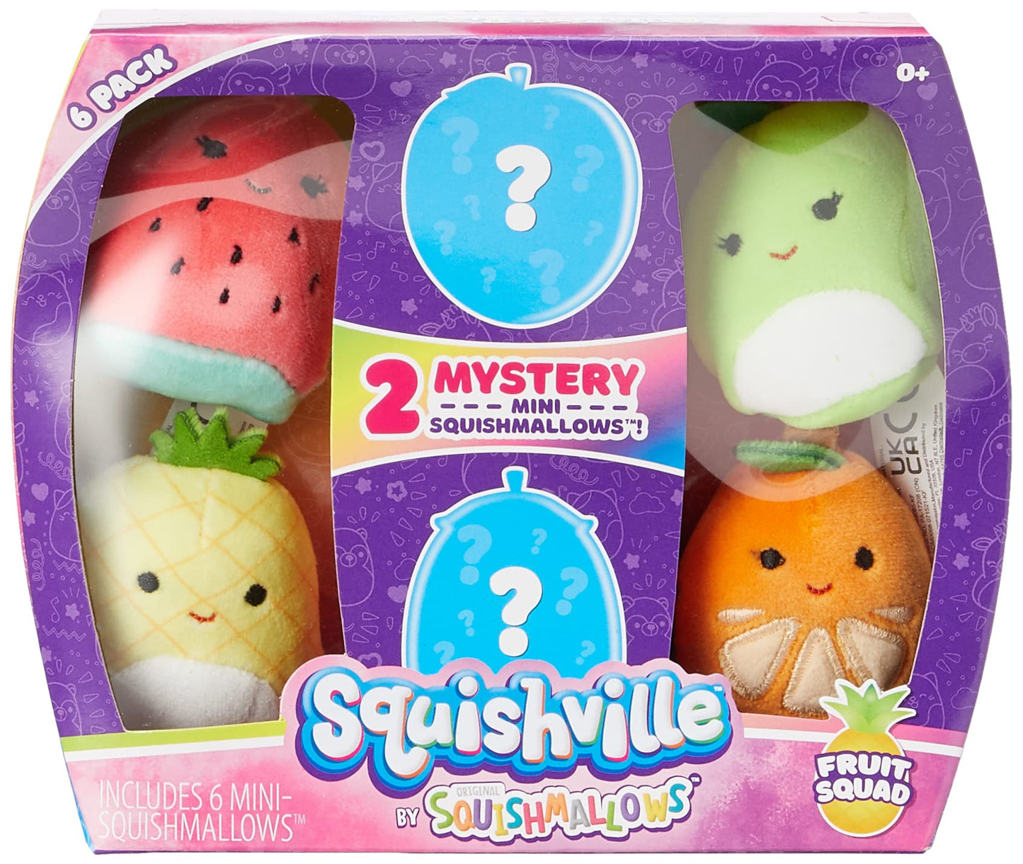 Squishville Squishmallows Mystery Mini Plush Fruit Squad, Six 2” Soft Minimallow Fruit Plush, Irresistibly Soft Colourful Fruits, Mini Peach