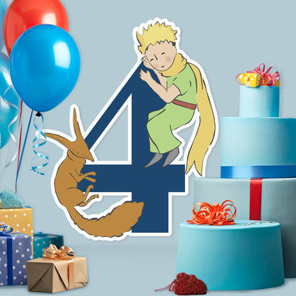 EGD The Little Prince & Fox Birthday Numbers Backdrop - PVC Party & Birthday Supplies - Support with Double-Sided Tape - Multiple Size Options