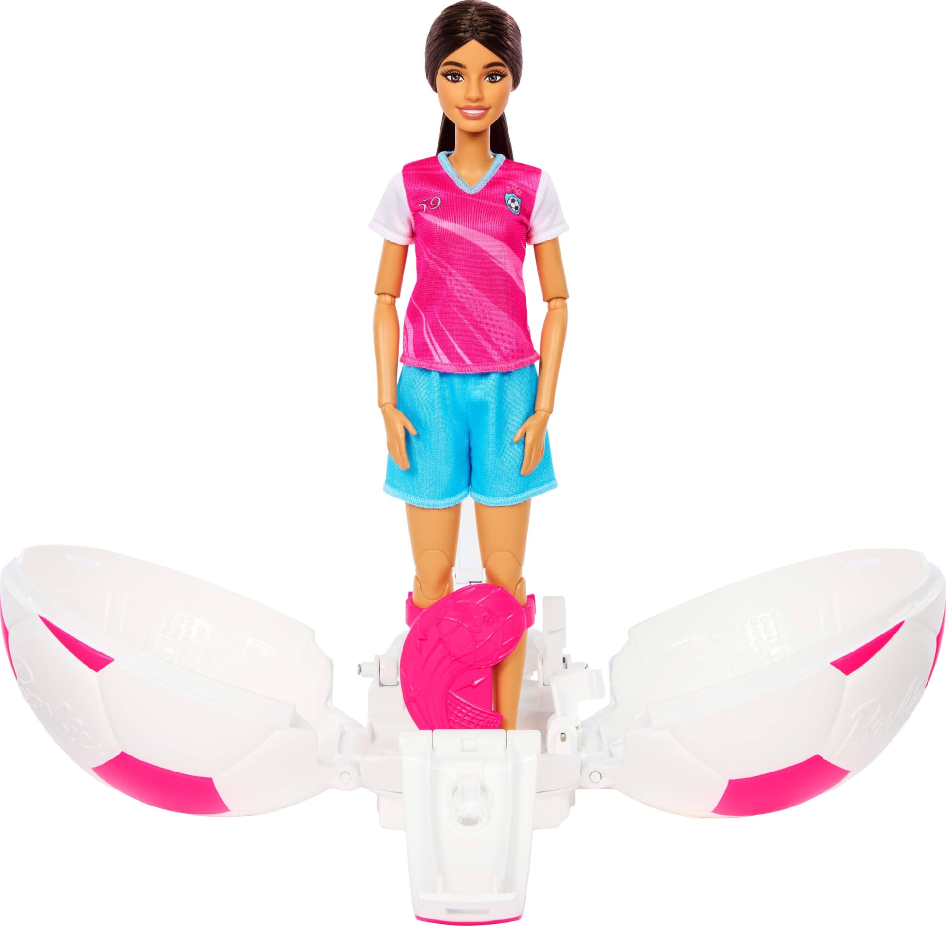 Barbie Team Roll and Reveal Soccer Player Doll and Accessories with Brunette Fashion Doll & 8 Surprises and a Soccer Ball Encasement