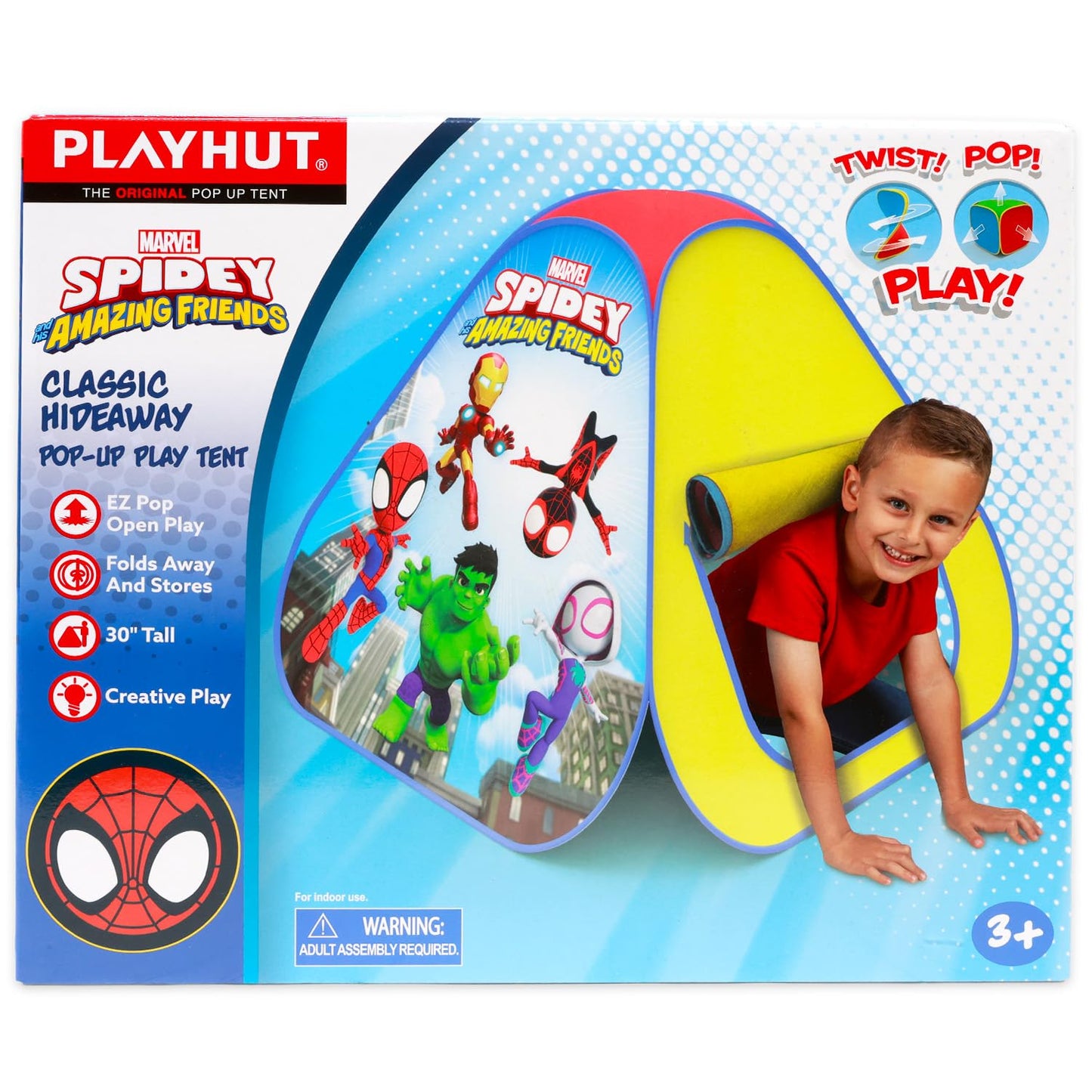 Spidey and Friends Pop Up Tent - Bundle with Marvel Play Tent Plus Stickers, More | Spidey and His Amazing Friends Tent for Kids, Toddlers