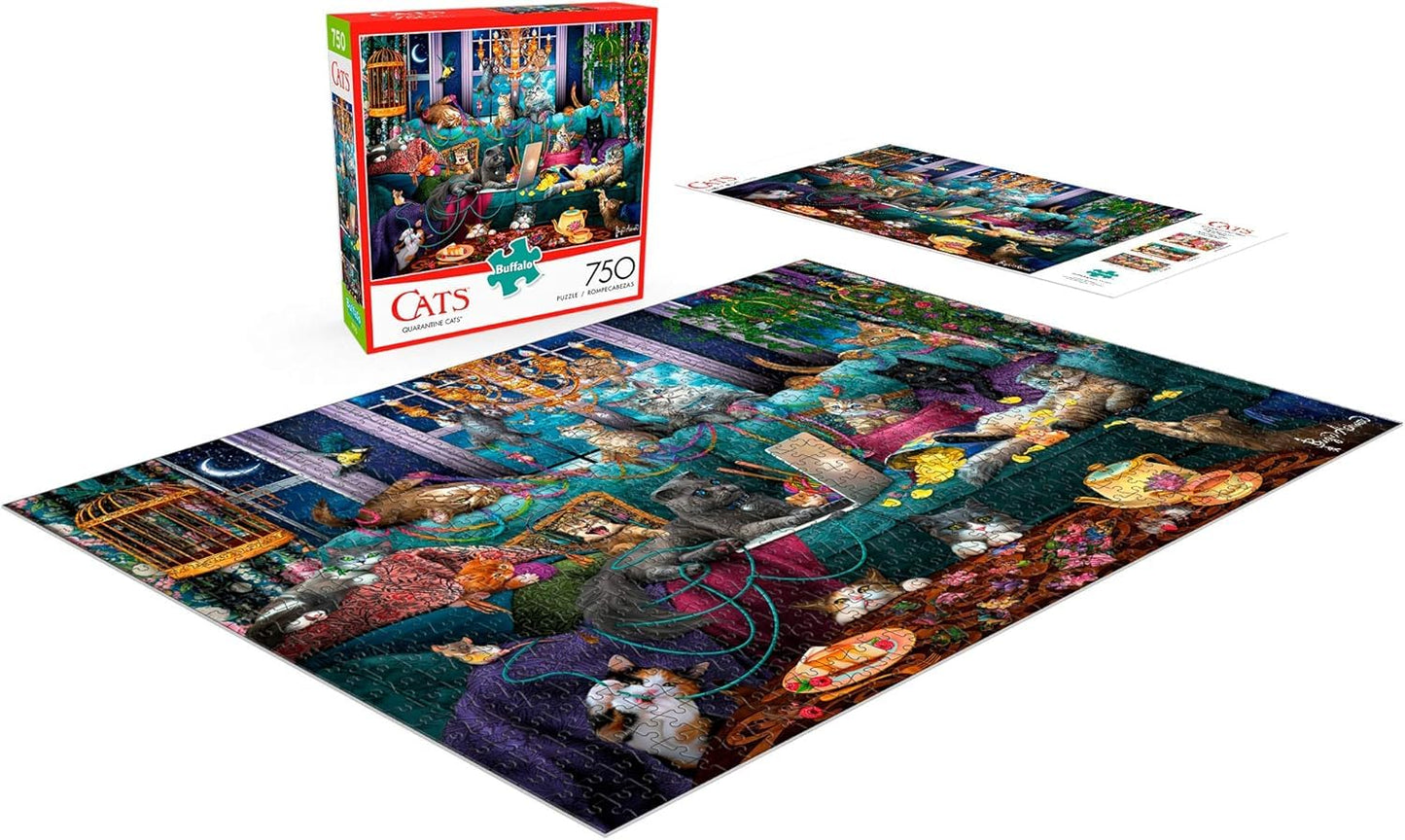 Buffalo Games - Brigid Ashwood - Quarantine Cats - 750 Piece Jigsaw Puzzle For Adults -Challenging Puzzle Perfect for Game Nights - Finished Size is