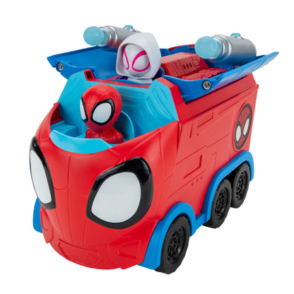 Jazwares Marvel's Spidey and His Amazing Friends Web Spinning Hauler - 8-Inch 3-in-1 Transforming Vehicle - Toys Featuring Your Friendly Neighborhood