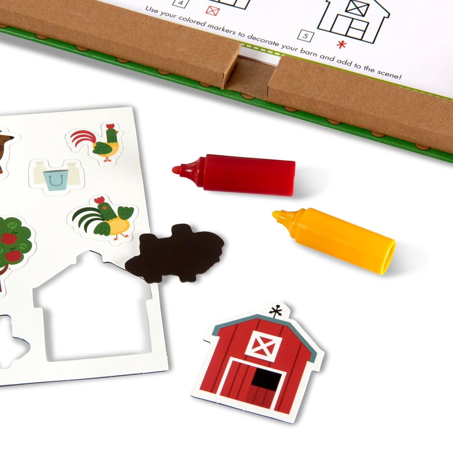 Melissa & Doug Natural Play: Play, Draw, Create Farm, Drawing Activity Set & Magnet Kit - Reusable Mess-Free Travel Activity Toy for Ages 3+(45