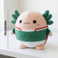 Qodwnep Mexico Axolotl Plush Pillow, Cute Axolotl Stuffed Animal Plush with Soccer Jersey, Soft Salamander Plushies Cushion for Fans, Room Decor Gifts