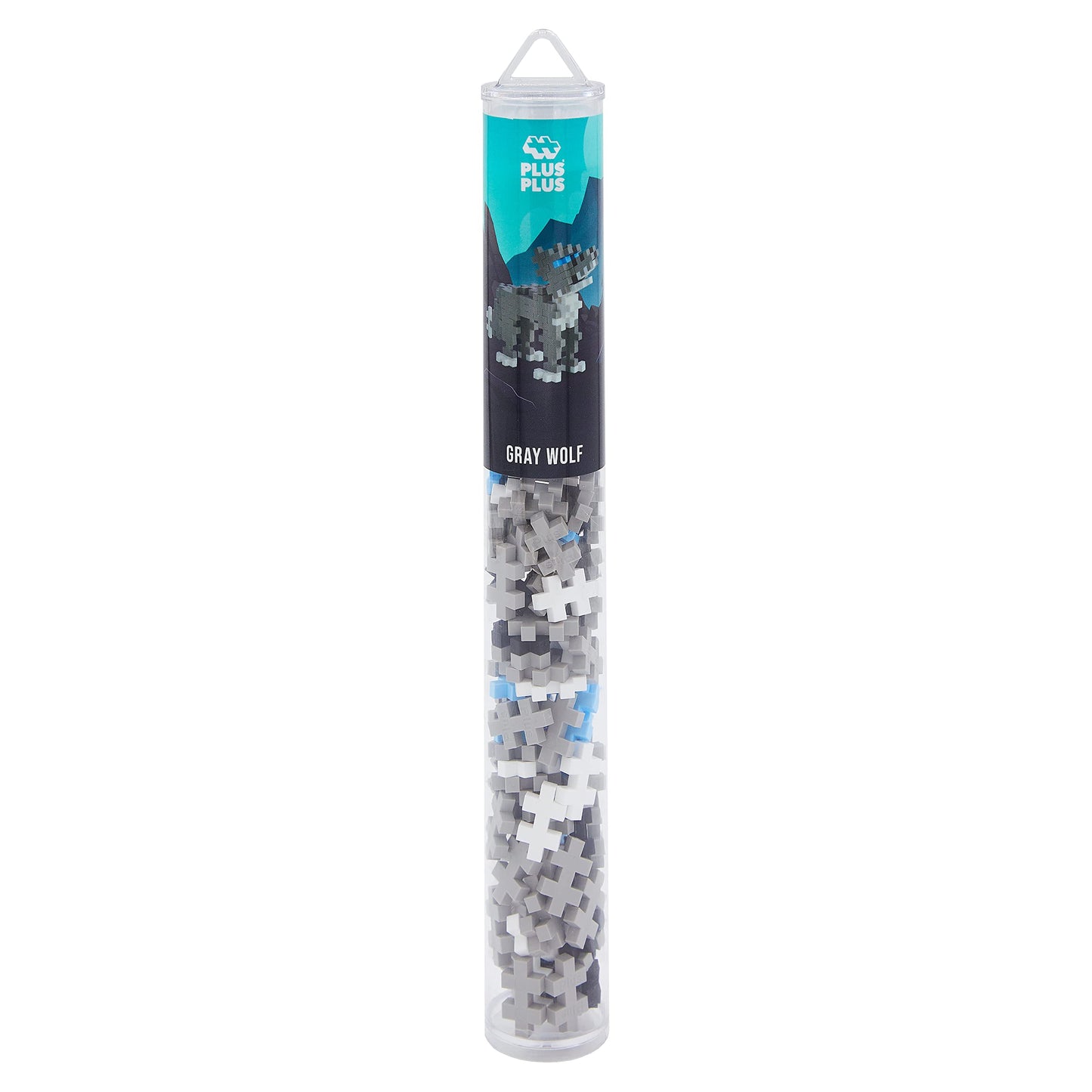Plus-Plus - Construction Building Toy, Mini Maker Tube - 70 Piece - Gray Wolf