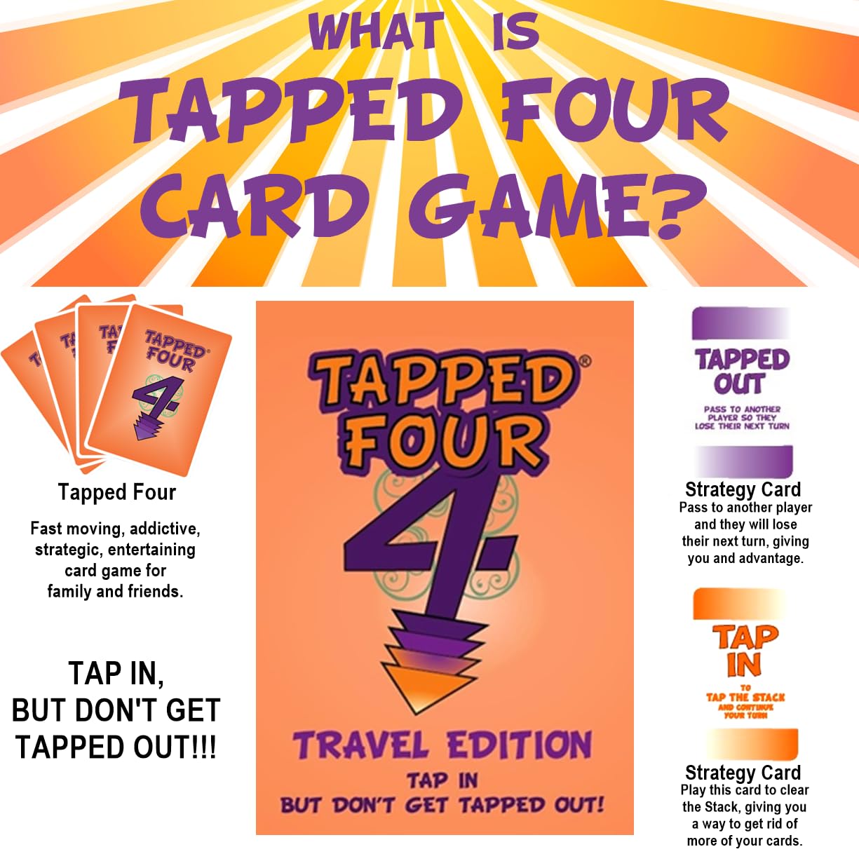 Tapped Four Travel Edition Card Game for 2-6 Players