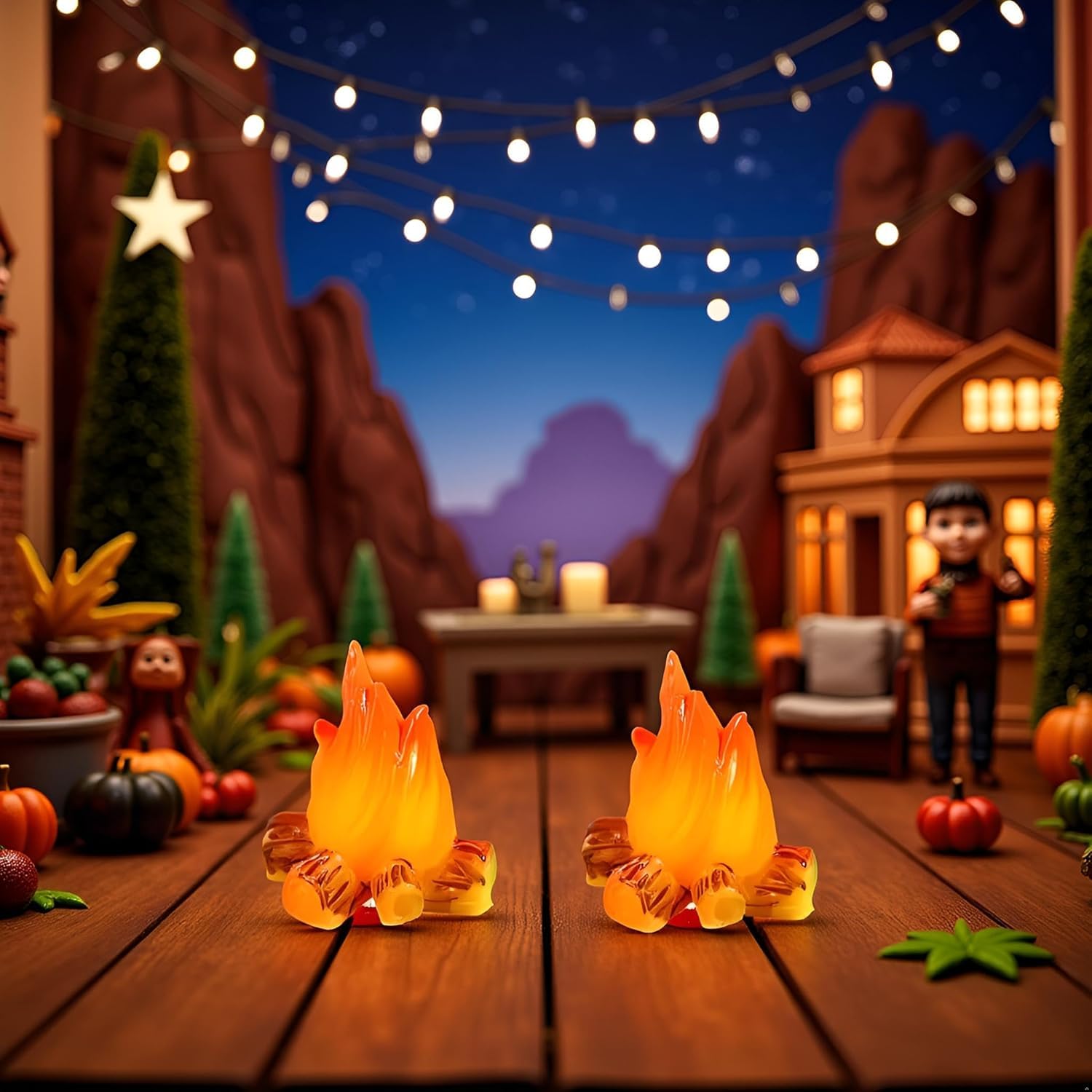 3Pcs Miniature Resin Campfire Models for Dollhouse, Halloween Decor, Micro Landscapes, Creative Displays
