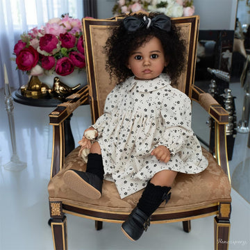 GYCV Lifelike Reborn Toddler Dolls Black Girl 24 Inch Reborn Baby Doll Curly Hair Realistic Black Toddler Dolls Girl Real Life Baby Doll Toys with