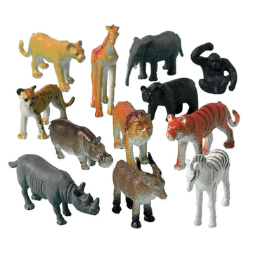 AMSCAN Jungle Animal Value Pack Favors - 2"(Set of 12) - Assorted Vibrant Plastic Creatures - Perfect Party Decorations and Toys for Kids