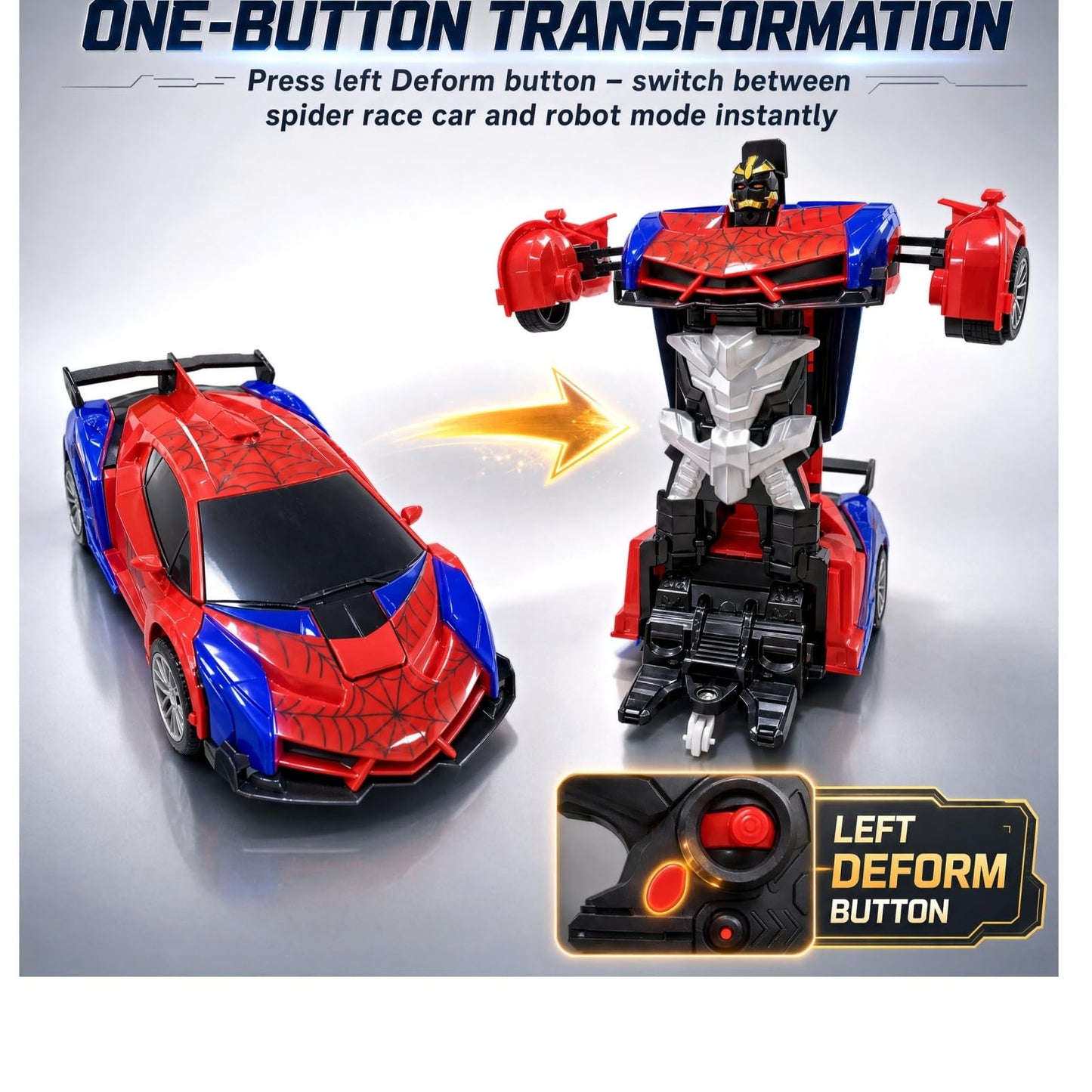 WEYFASS 2.4GHz RC Spider Car, Transforming Robot Stunt Vehicle