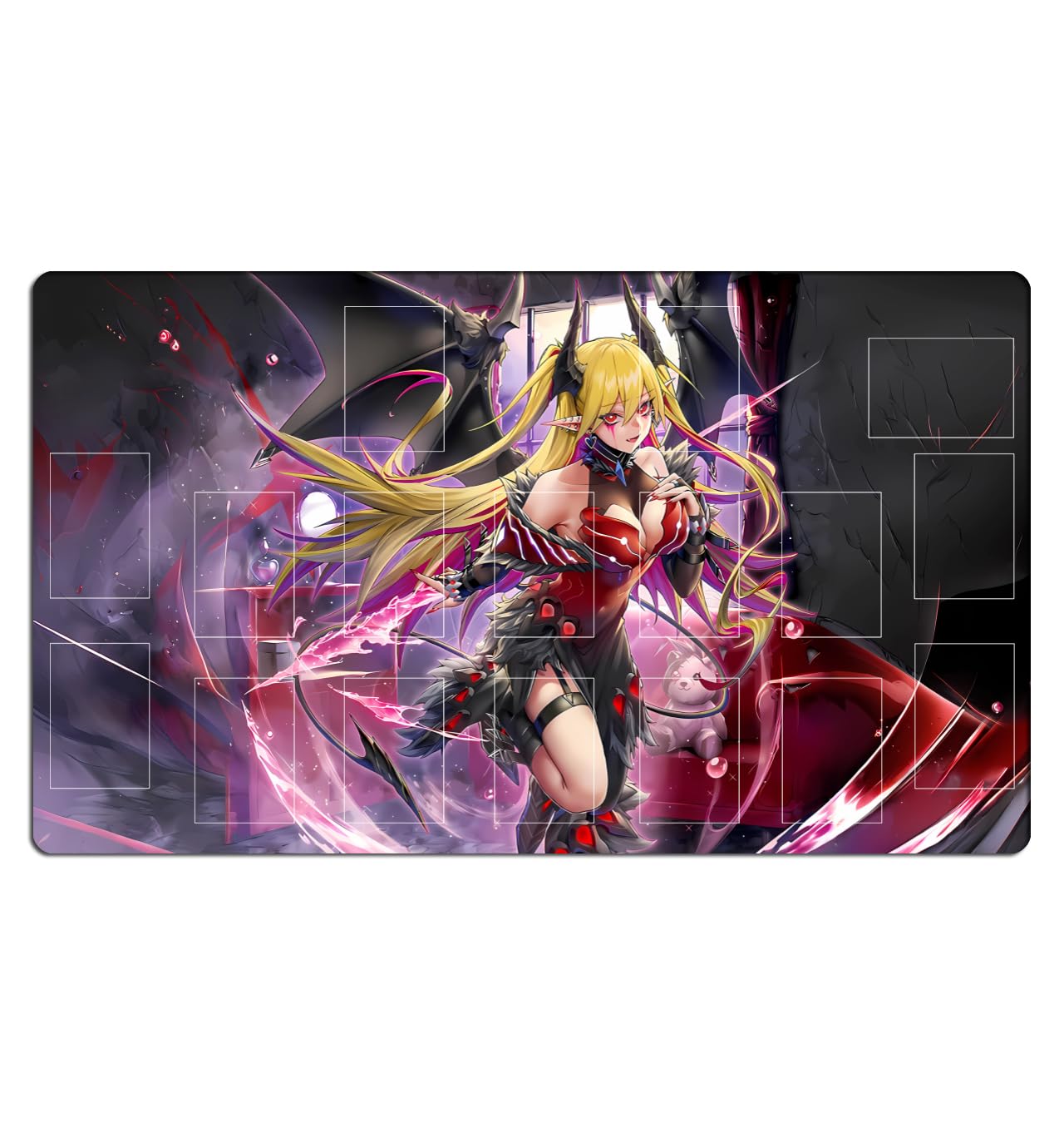 New ZCYWXW Playmats Lacrima The Scarlet Sorrow TCG CCG Trading Card Game Mat with Zones & One Bag(ZC056-C)