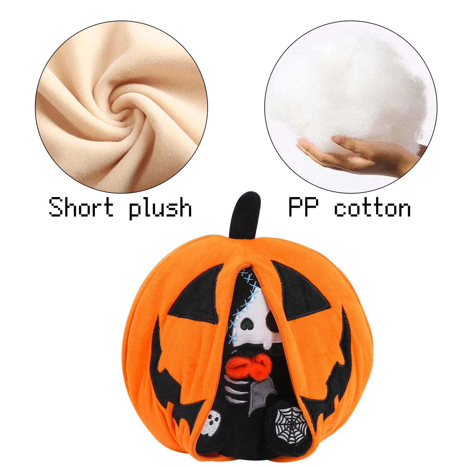 yohica Halloween Pumpkin Plush Toy, Reversible Vampire Bear Stuffed Animals,Pumpkin Plushies for Kids and Party Decoration