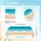 SNIMICS Beach Birthday Party Decorations,41Pcs Disposable Ocean Waves Beach Dessert Plates Napkins Tablecloth Tableware Set Summer Pool Hawaiian Beach