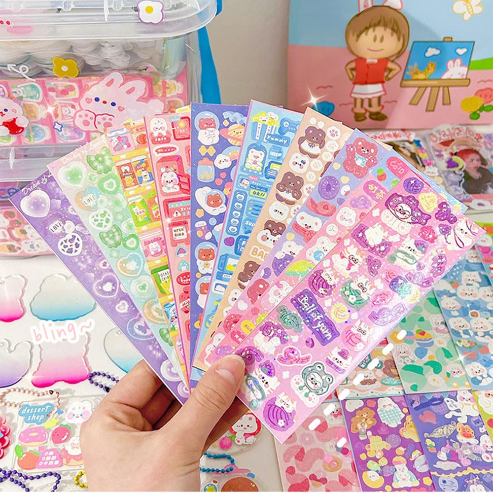 464 Pcs Gu-ka Laser Sticker Set Combination, Various Shapes of Gupan are Material Bags for Girls to DIY (A0806)