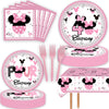 51 Pcs Pink 4th Birthday Party Decorations Girls Four Years Old Tablecloth Paper Plates Napkins Forks Dinnerware for Pink Girls Fourth Birthday Party