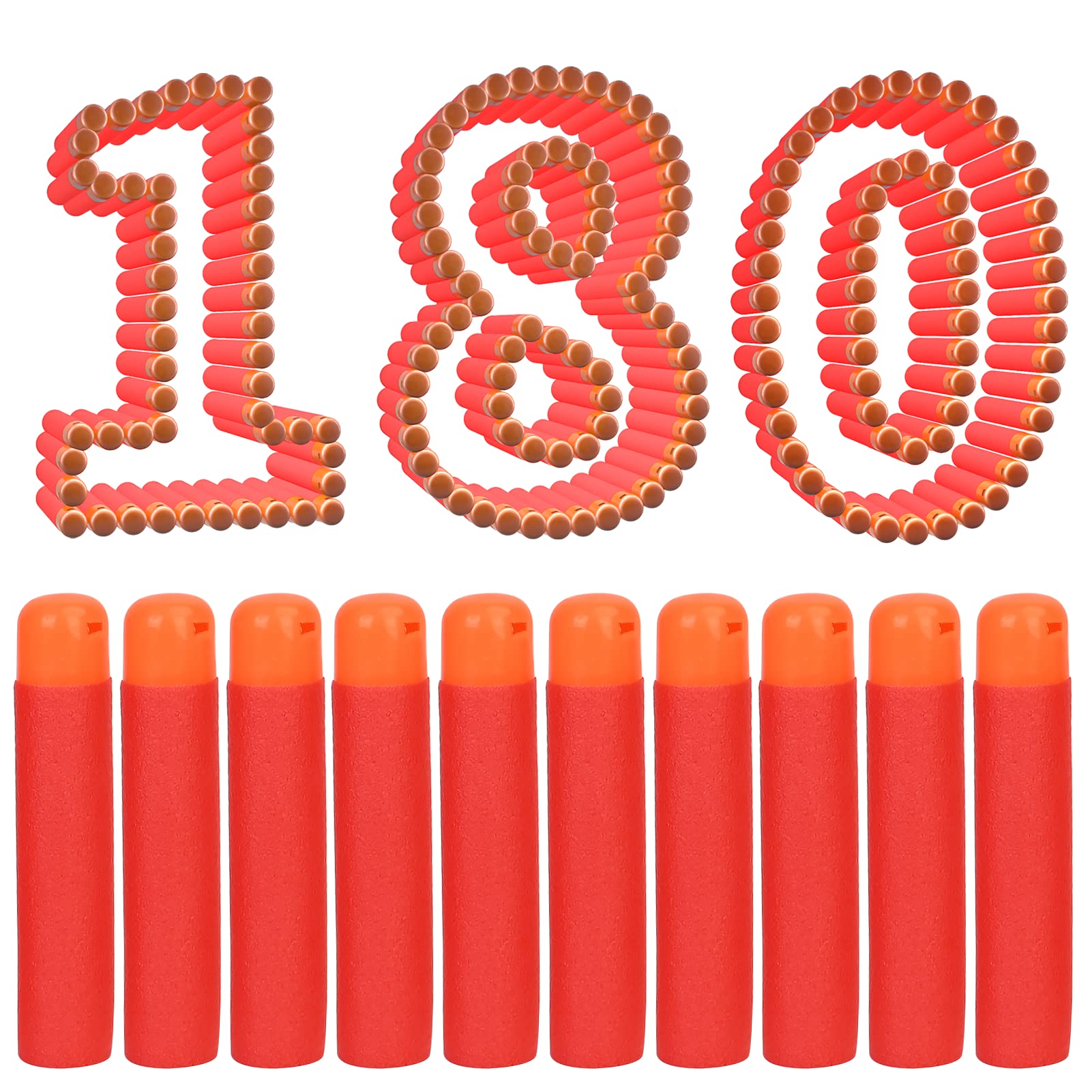 lififun Mega Dart Refill Pack 180 Pcs Compatible with Nerf N-Strike Mega Series Blasters, Red