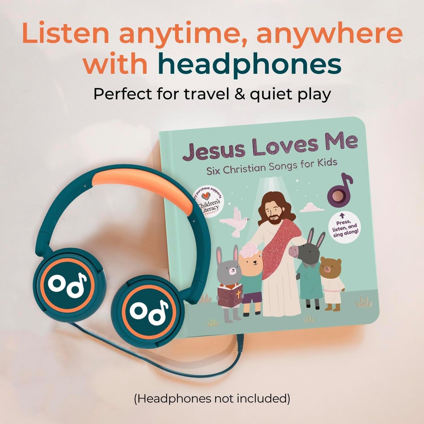 Cali's Books Jesus Loves Me Music Book for Toddlers 1-3 Years Old - Singing Christian Musical Book Kids, Headphone Jack, Interactive Learning Baby