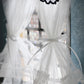 iLAND 1/12 Scale Accessories Miniature Dollhouse Curtains Delicate White Sheer Lace Curtains with Blue Trim 2PCS for Dollhouse Windows Furniture Cute