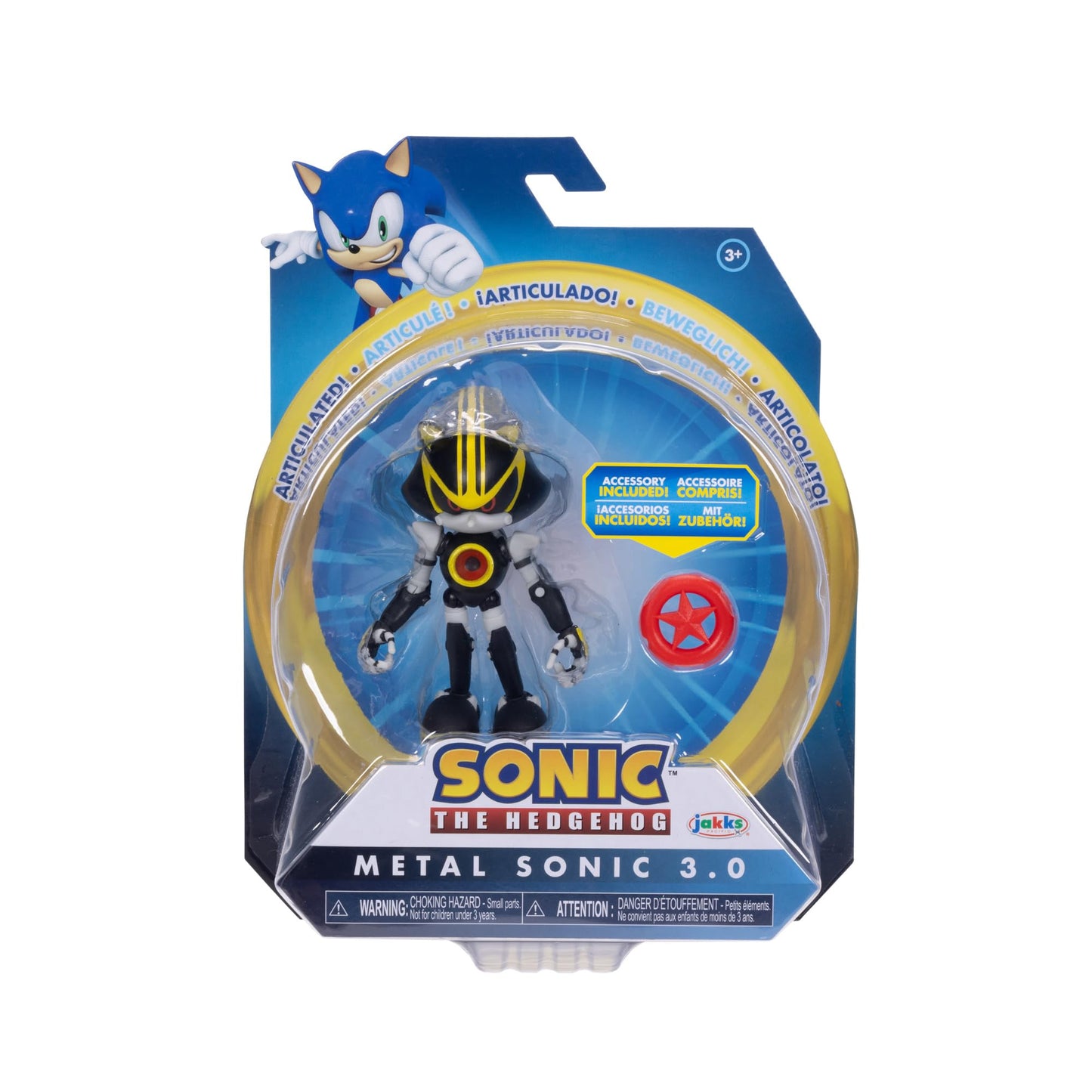 Sonic the Hedgehog 4-inch Metal Sonic 3.0 Action Figure with Red Star Accessory. Ages 3+ (Officially licensed by Sega)