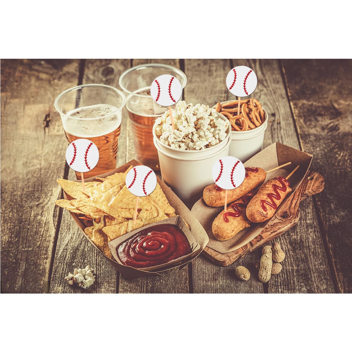 24Pcs Baseball Cupcake Toppers Baseball Player Cake Picks