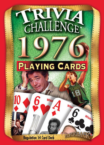 Flickback 50th Birthday Trivia Cards - 1976 Deck - Gift for Men or Women Born in 1976 - Fun 50th Birthday Game, Vintage 1976 Playing Cards with Trivia