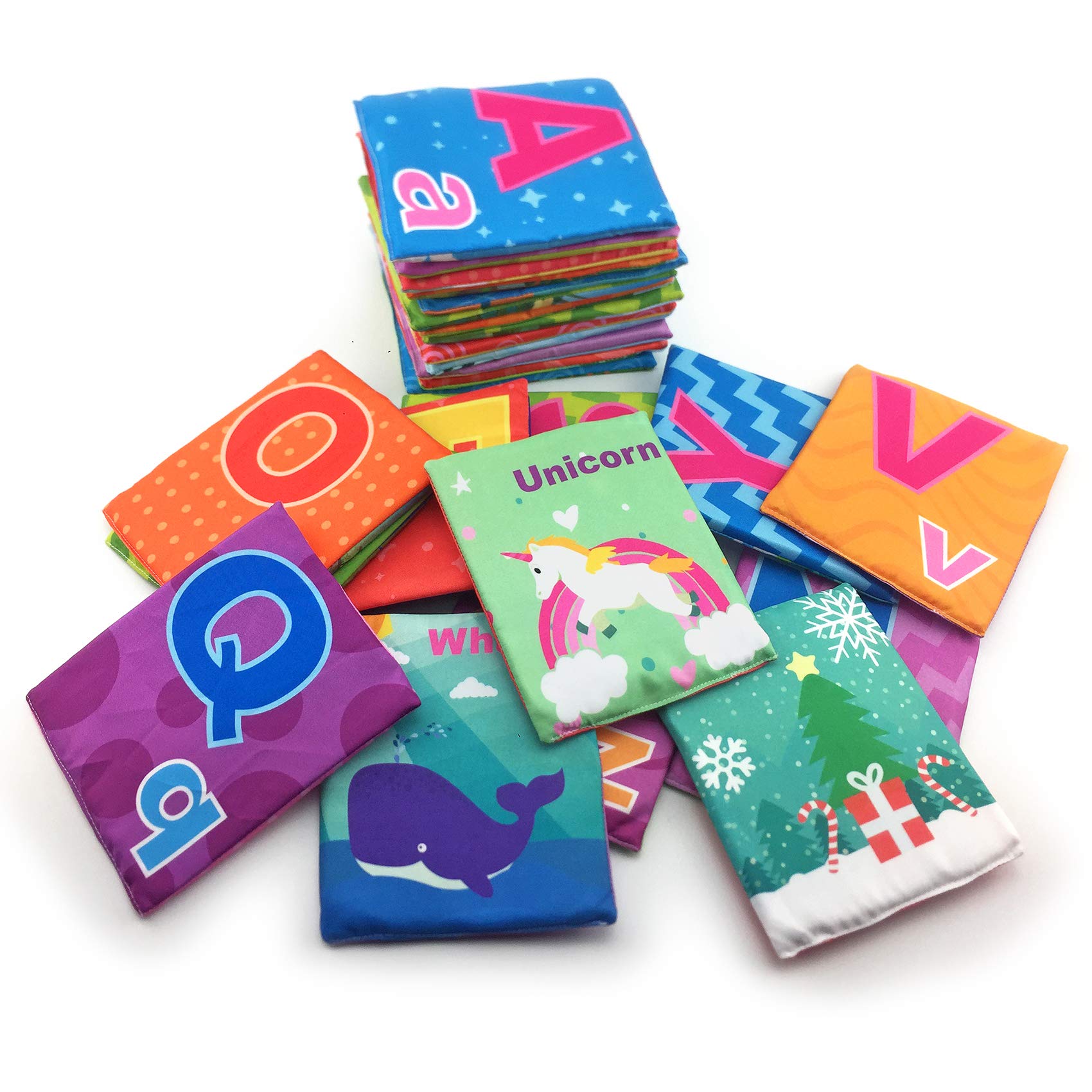 Baby First Flash Cards, 26 Soft Alphabet Cards with Cloth Storage Bag