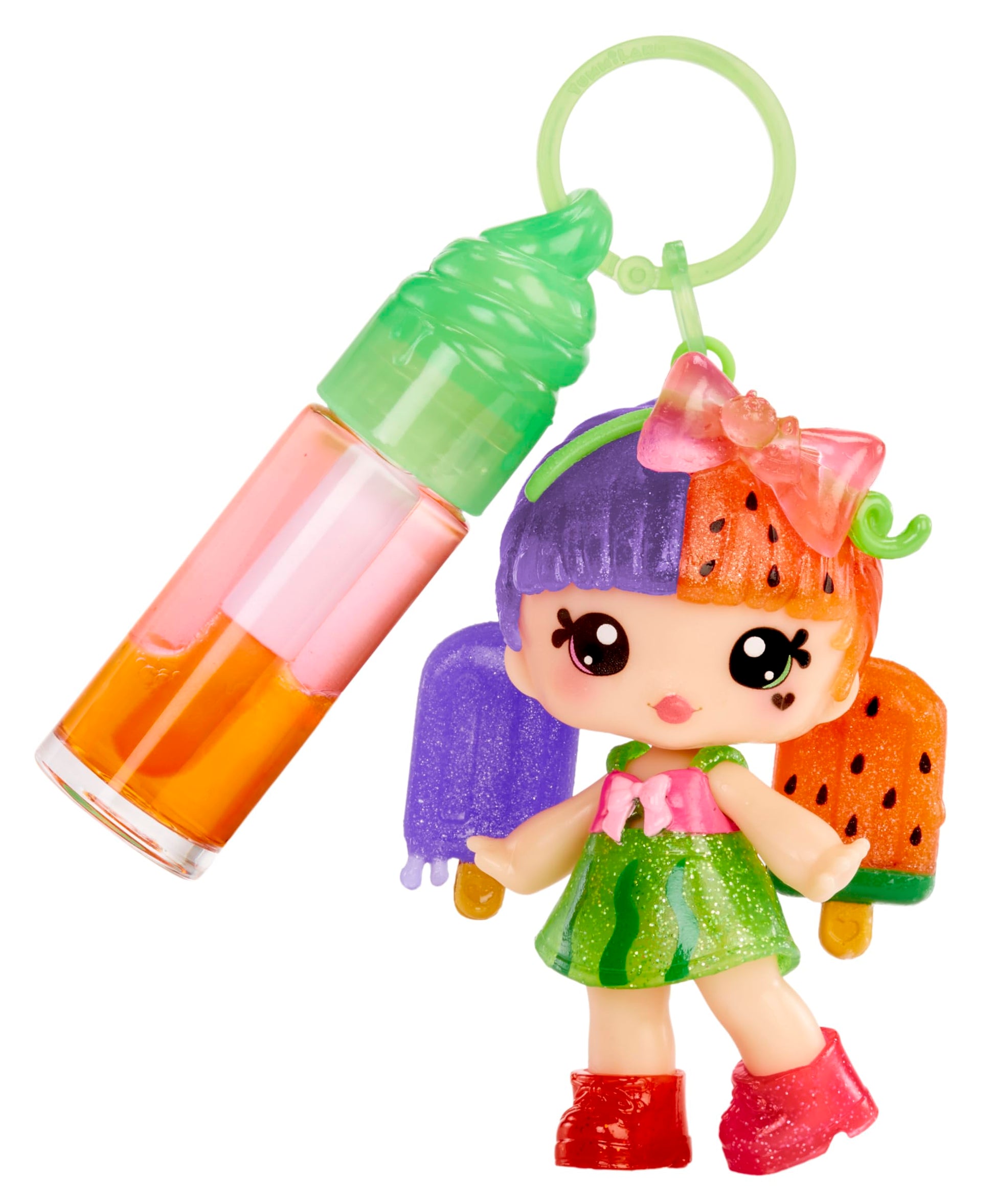 Yummiland Lip Gloss Doll: Mystery Color Change - Poppy Melonberry Includes DIY Lip Gloss + Removable Keychain, Cosmetic Play, Collectible, Ages 4+