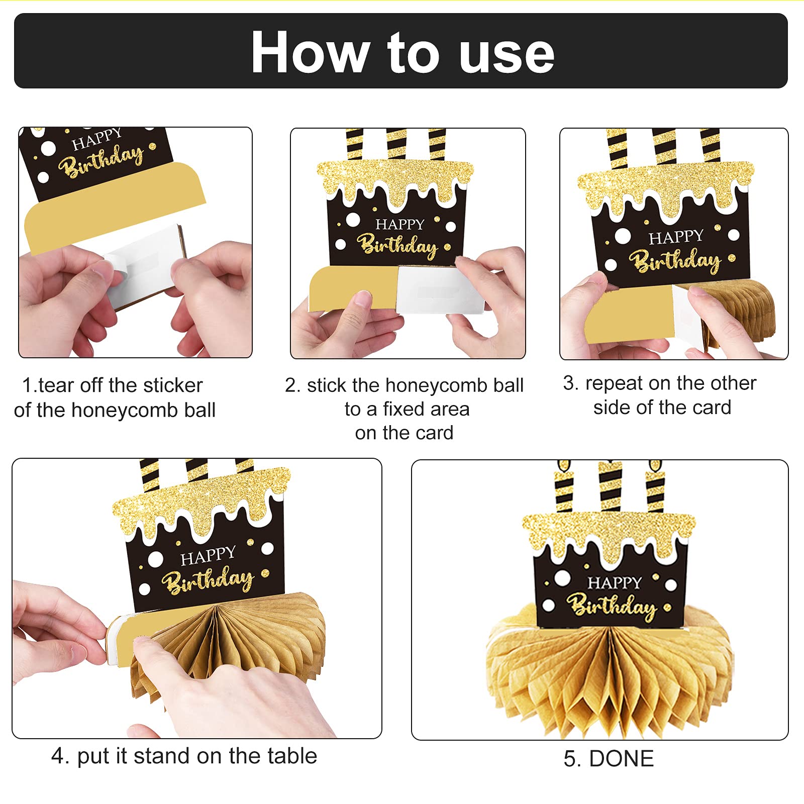 9 Pieces 16th Birthday Decoration for Boys Black Gold 16th Birthday Tables Decor Honeycomb Centerpieces Cheers to 16 Years Table Topper for Boys Girls