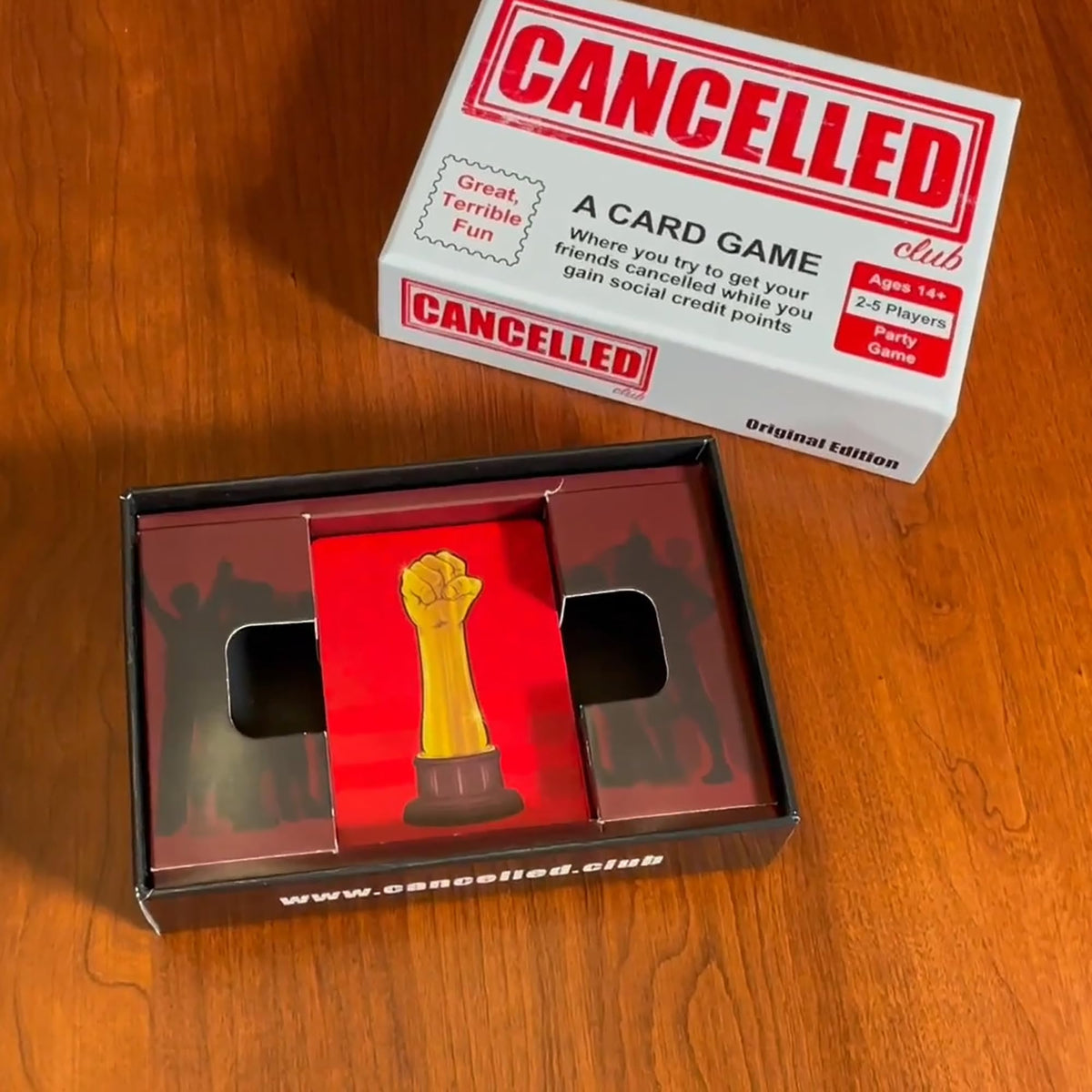 Continuum Games: Cancelled Club - Hilarious Social Party Card Game Where Friends Get Cancelled, Conspiracy-Defamation-Fake News, Ages 14+, 2-5 Players
