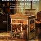 KOLOTESAME Coffee Shop Book Nook Kit, DIY Miniature House 3D Wooden Puzzle with LED Light, Bookshelf Insert Decor Tiny Dollhouse Building Kit