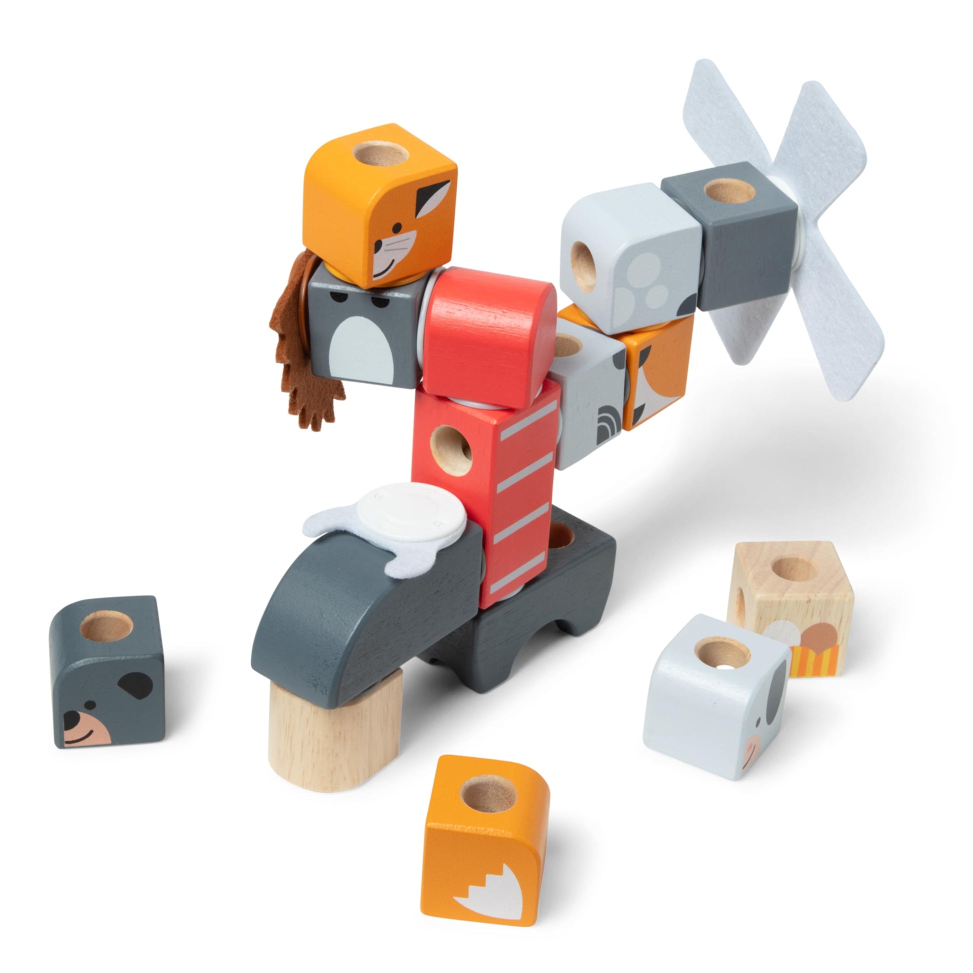 Melissa & Doug Blockables™ Farm and Woodland 2-Pack Bundle Connectable Wooden Building Blocks Preschool Play Set Toy