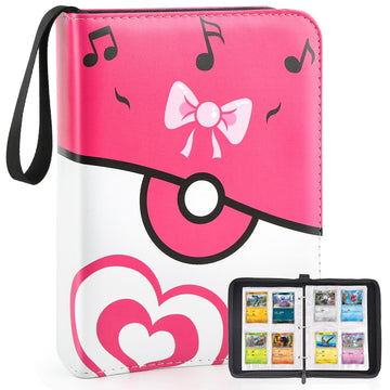 4 Pockets Trading Card Binder, 400 Card Holders with 50 Removable Sleeves, Portable Card Binder Album with zipper, Card holder Book for Game, Sport