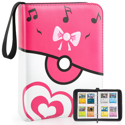 4 Pockets Trading Card Binder, 400 Card Holders with 50 Removable Sleeves, Portable Card Binder Album with zipper, Card holder Book for Game, Sport