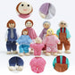 Sing2sky 7PCS Wooden Dollhouse Dolls for Playing House Gifts for Children, Wood, Articulated Pretend Play Figures, Smooth Splinter-Free Wood