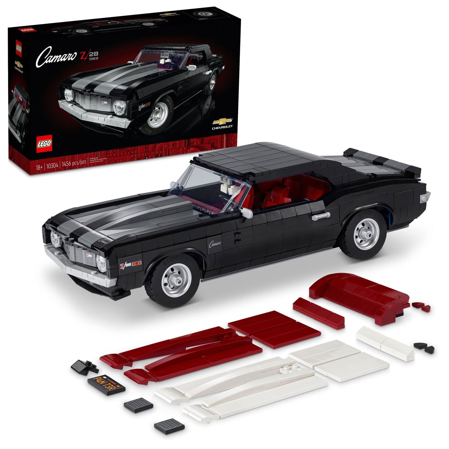 LEGO Icons Chevrolet Camaro Z28 10304, Customizable Classic Car Replica Model Building Kit, 1969 Vintage American Muscle Car, Great Gift Idea for