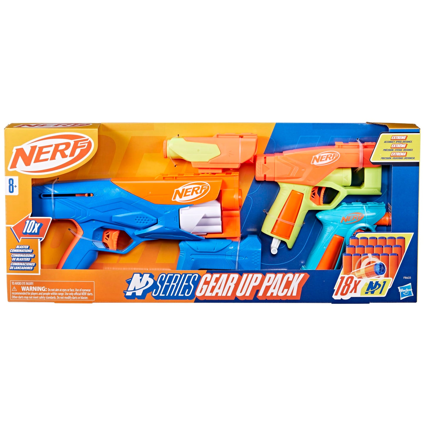 Nerf N Series Gear Up Pack, 3X Blasters, 18 Nerf N1 Darts, Kids Gifts, Outdoor Games, Ages 8+